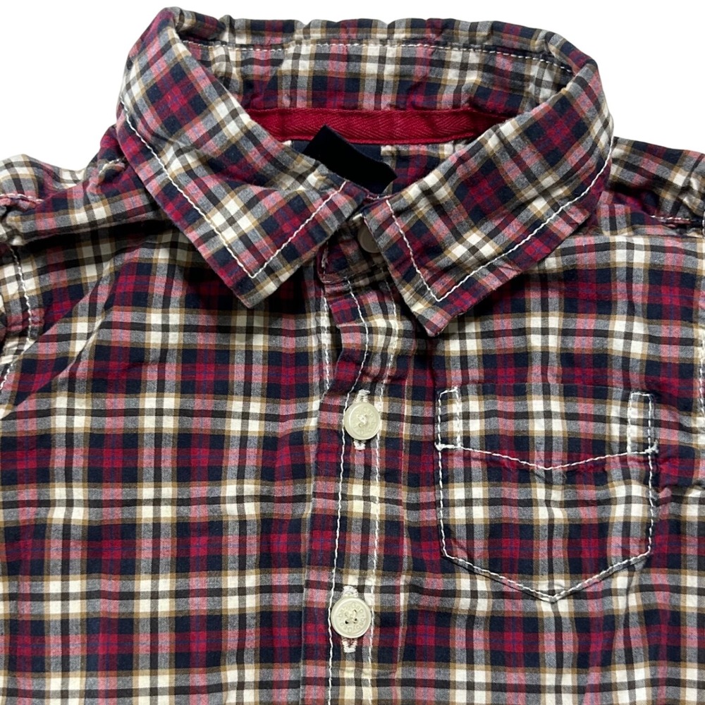 Baby‎ Gap Plaid Long Sleeve Button Down Bodysuit Shirt 6-12 Months